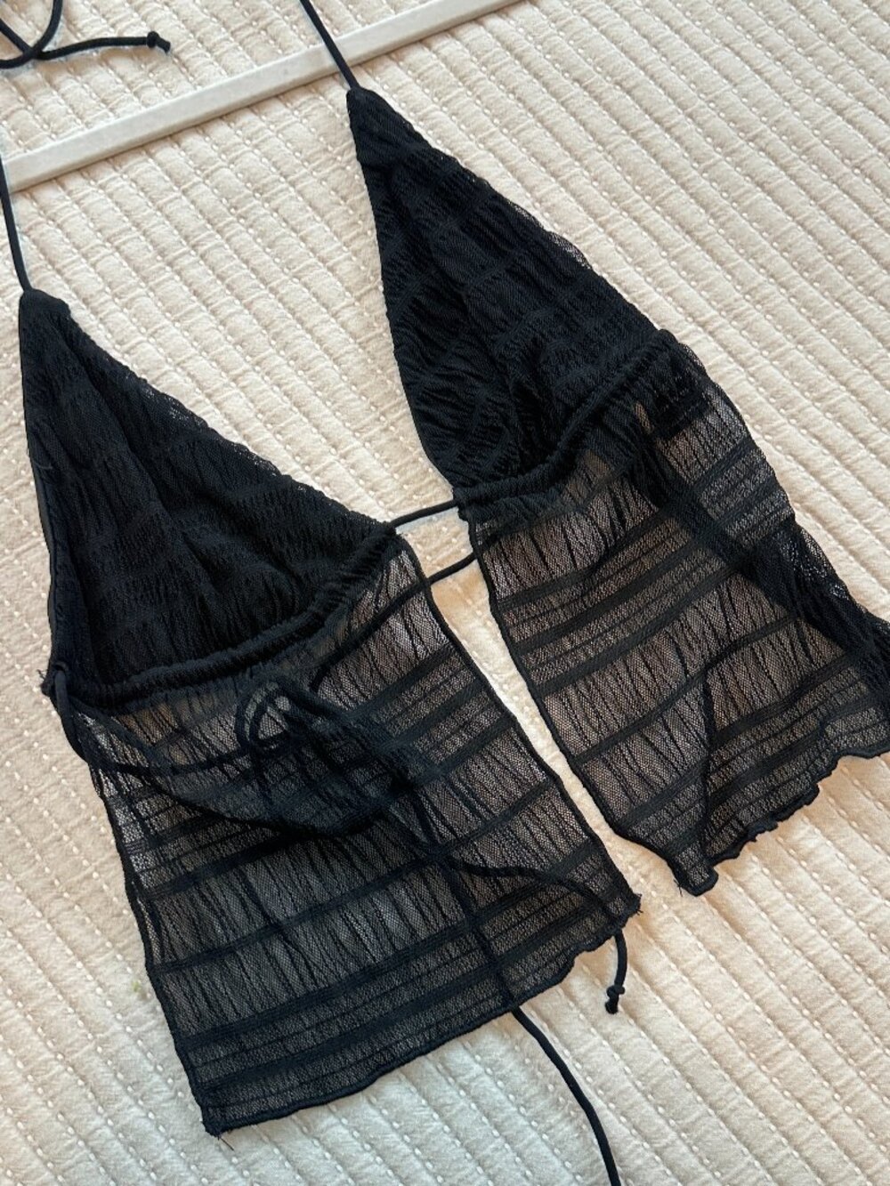 Black Halter Crop Top with Tie Back